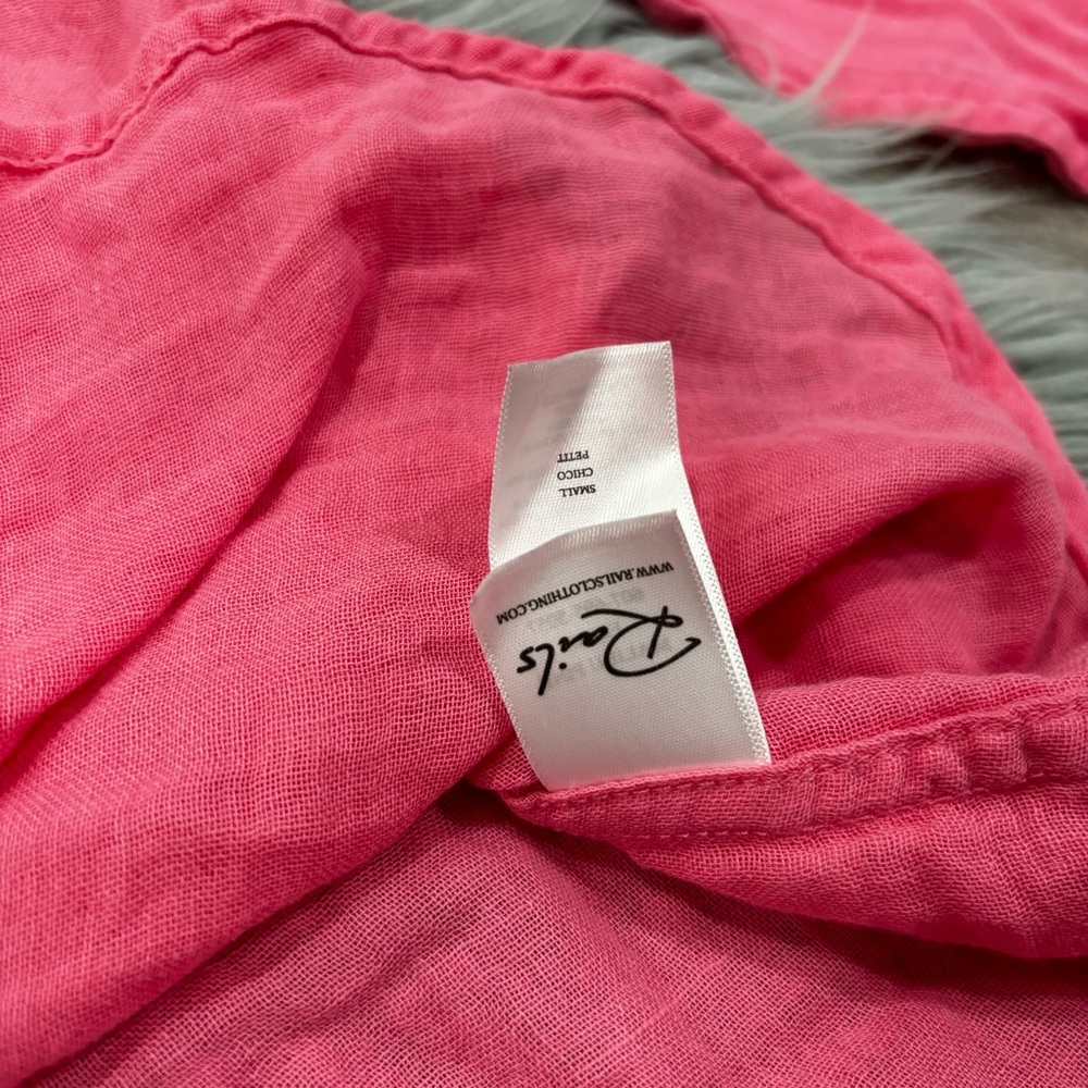 RAILS Ellis button down cotton gauze blouse in Malibu pink - small NWT - Picture 9 of 9